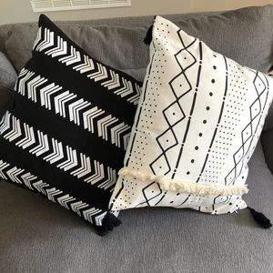 Black and white boho throw pillows